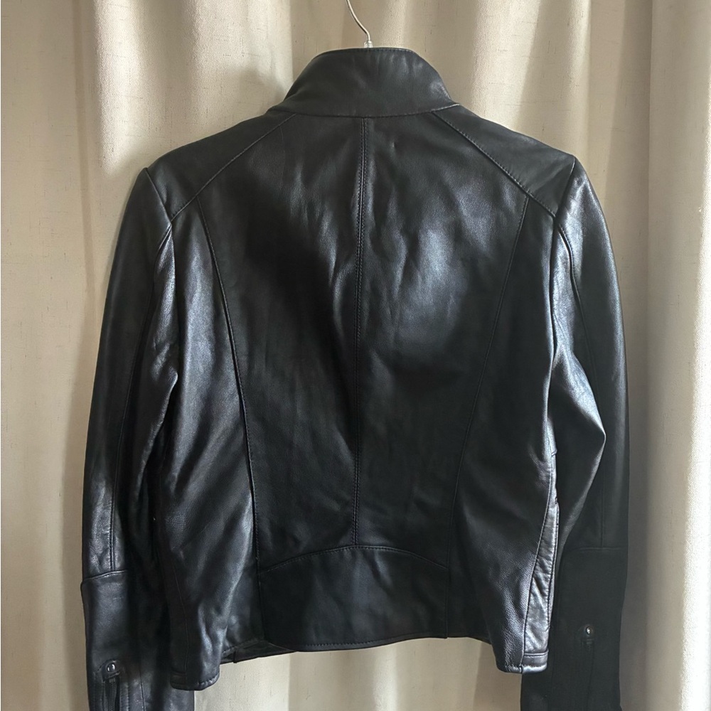 Kenneth Cole New York Black Genuine Leather Jacket XS Moto-Style Jacket - Picture 2 of 5